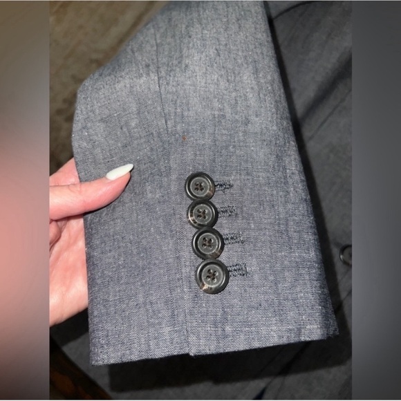 J. Crew Grey Regent Chambray Cotton Blazer Jacket size 12 - Picture 4 of 7